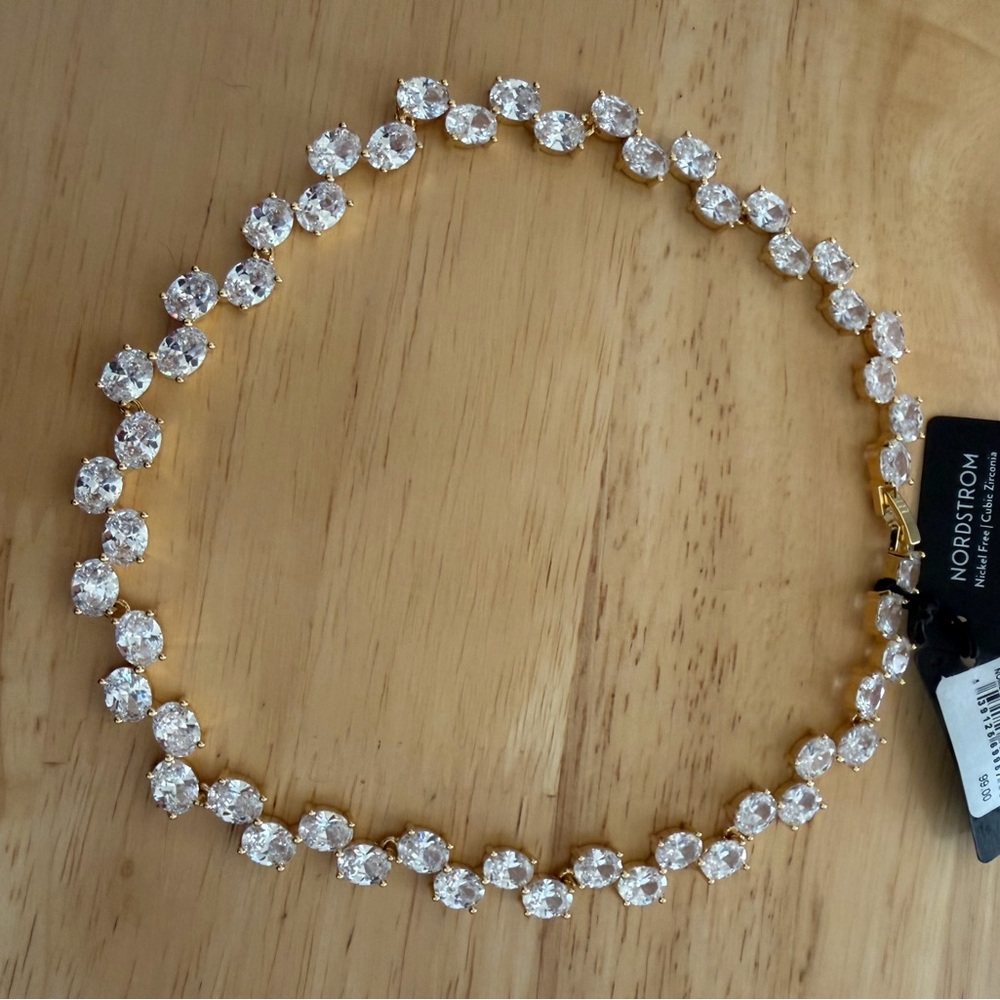 Nordstrom Gold Necklace with Clear Stones